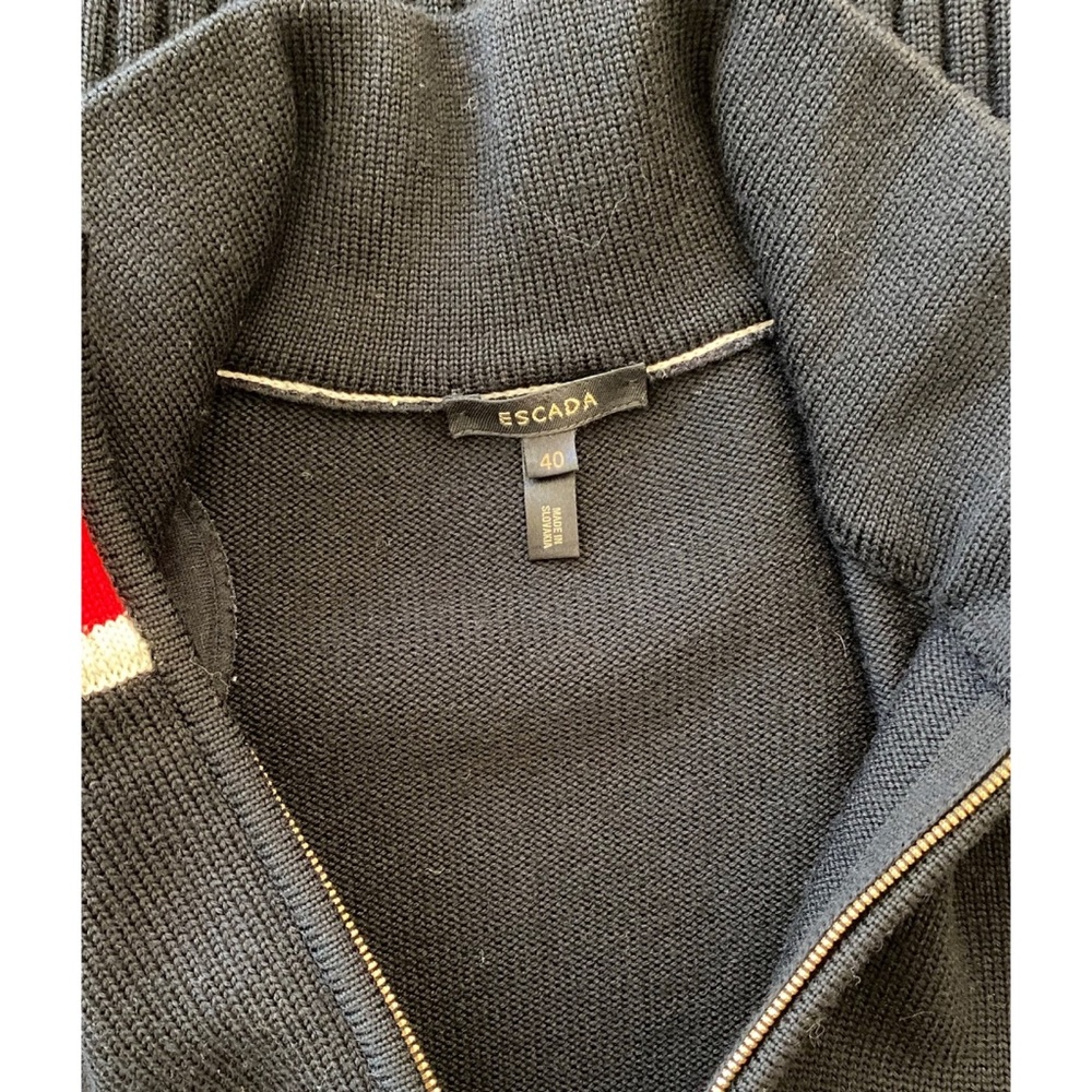 ESCADA Wool Zip Up Cardigan with Braided Cable M - Picture 8 of 11